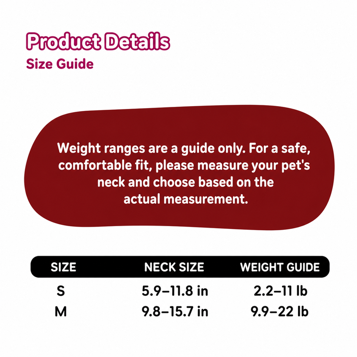 Personalized cat collar size guide