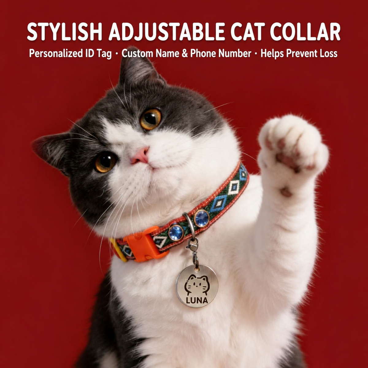 Cat wearing southwest collar